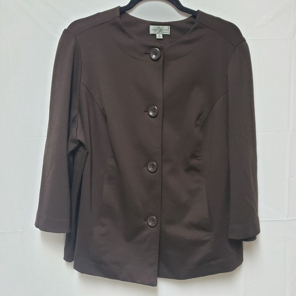 Studio Works Women’s Brown Spring Summer Jacket Size 1X Lightweight Casual NWOT